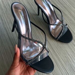 Elegant Black Heels with Rhinestone Detail